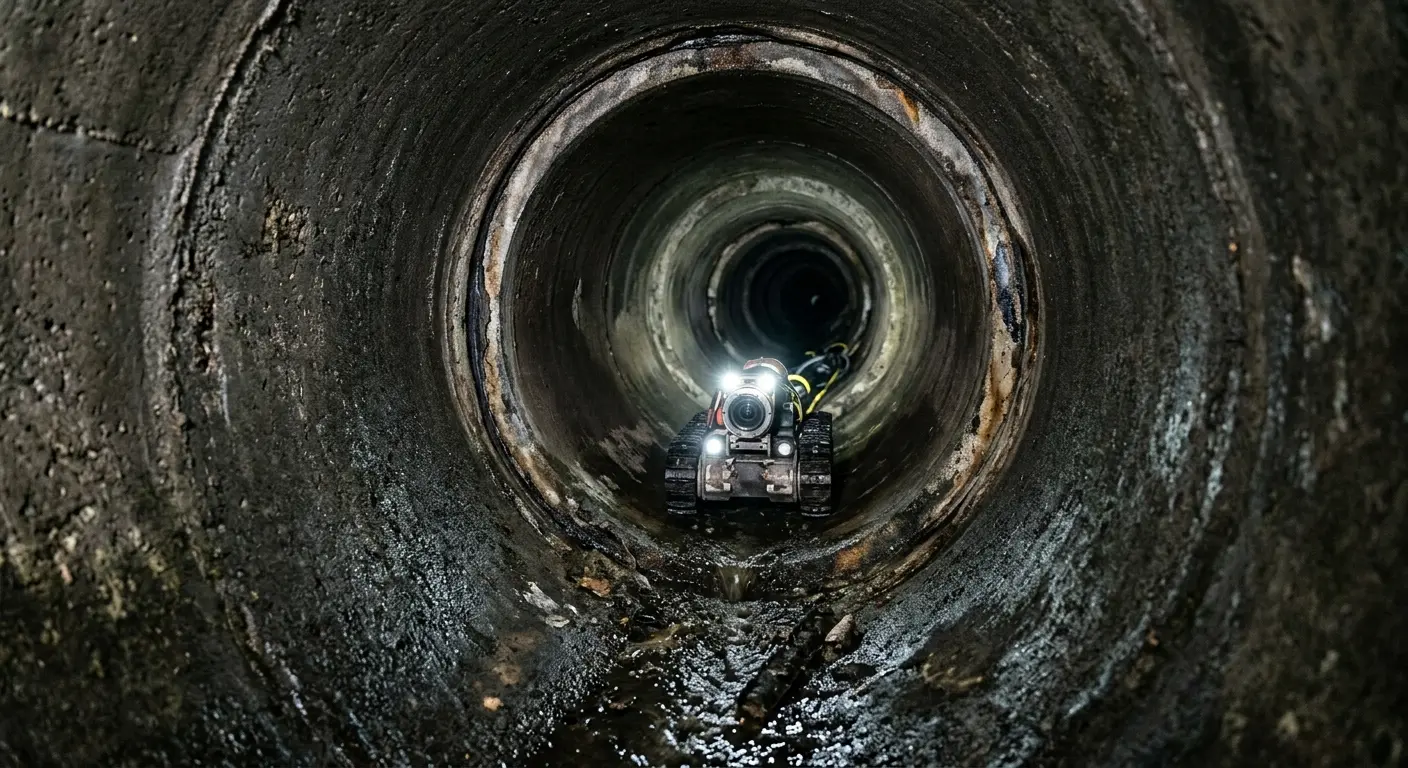 Robotic sewer camera inspecting pipe interior for Drain Snake Service in Schofield Barracks